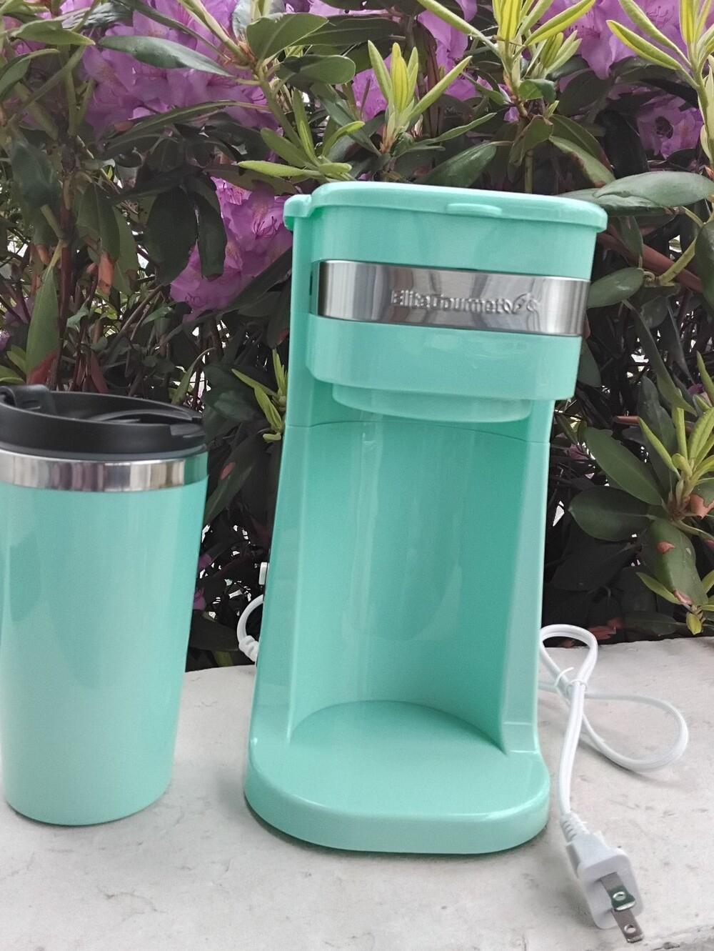 Elite Gourmet NWOT Single Serve Coffee Maker with Tumbler - Mint